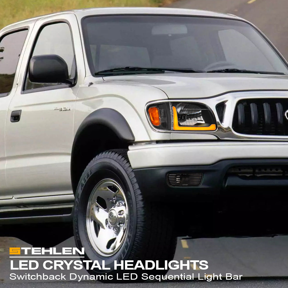 01-04 Toyota Tacoma Crystal Headlights w/ Sequential LED - Black 6PC