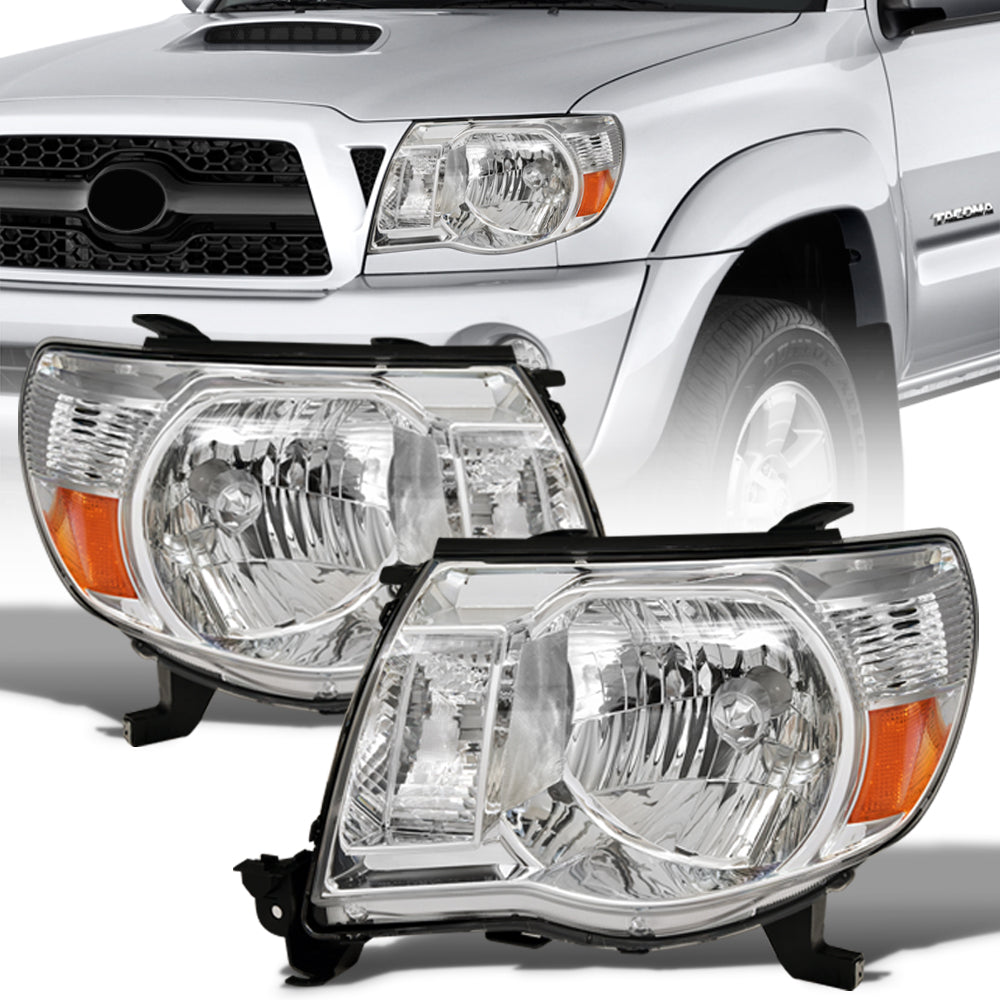 2005-2011 Toyota Tacoma Crystal Headlights Chrome w/Amber