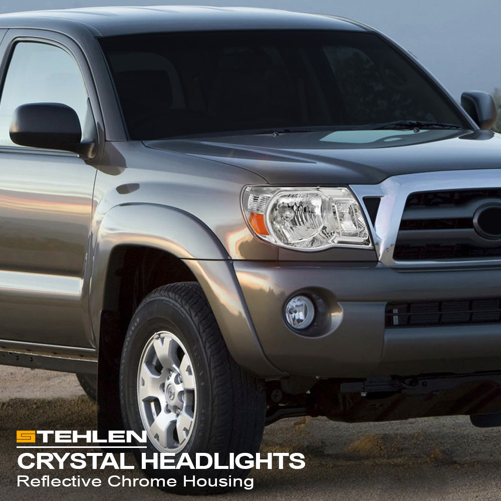 2005-2011 Toyota Tacoma Crystal Headlights Chrome w/Amber