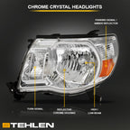 2005-2011 Toyota Tacoma Crystal Headlights Chrome w/Amber