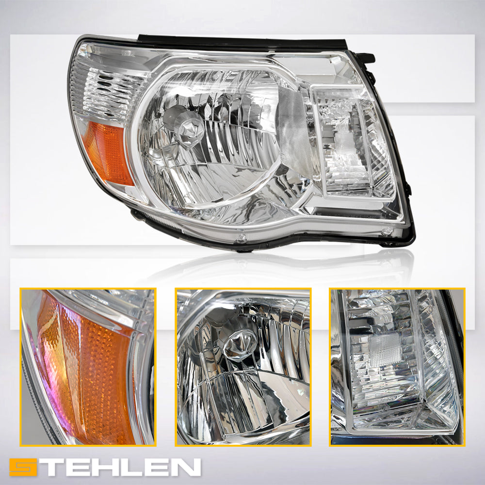 2005-2011 Toyota Tacoma Crystal Headlights Chrome w/Amber