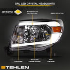 05-11 Toyota Tacoma Chrome Crystal Headlights w/ LED Light Bar