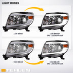 05-11 Toyota Tacoma Chrome Crystal Headlights w/ LED Light Bar