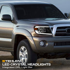 05-11 Toyota Tacoma LED Crystal Headlights Black w/ Light Bar