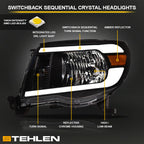 05-11 Toyota Tacoma Crystal Headlights Sequential LED Bar - Black