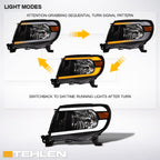 05-11 Toyota Tacoma Crystal Headlights Sequential LED Bar - Black