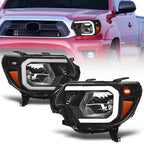 2012-2015 Toyota Tacoma LED Crystal Headlights Black - JDMA