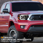 2012-2015 Toyota Tacoma LED Crystal Headlights Black - JDMA