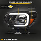2012-2015 Toyota Tacoma LED Crystal Headlights Black - JDMA