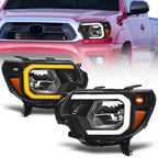 2012-2015 Toyota Tacoma Sequential LED Crystal Headlights - Black