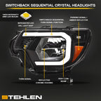 2012-2015 Toyota Tacoma Sequential LED Crystal Headlights - Black