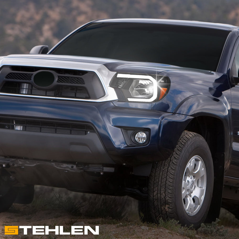 2012-2015 Toyota Tacoma Sequential LED Crystal Headlights - Black