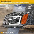 04-15 Nissan Titan Crystal Headlights w/ LED Light Bar - Chrome