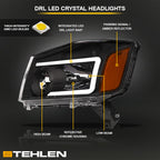 04-15 Nissan Titan LED Crystal Headlights Black - JDMA