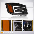 04-15 Nissan Titan LED Crystal Headlights Black - JDMA