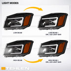 04-15 Nissan Titan LED Crystal Headlights Black - JDMA