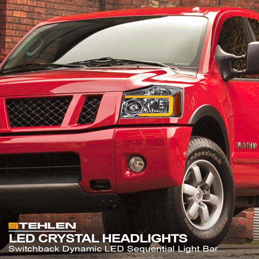04-15 Nissan Titan Chrome Crystal Headlights Sequential LED Signal