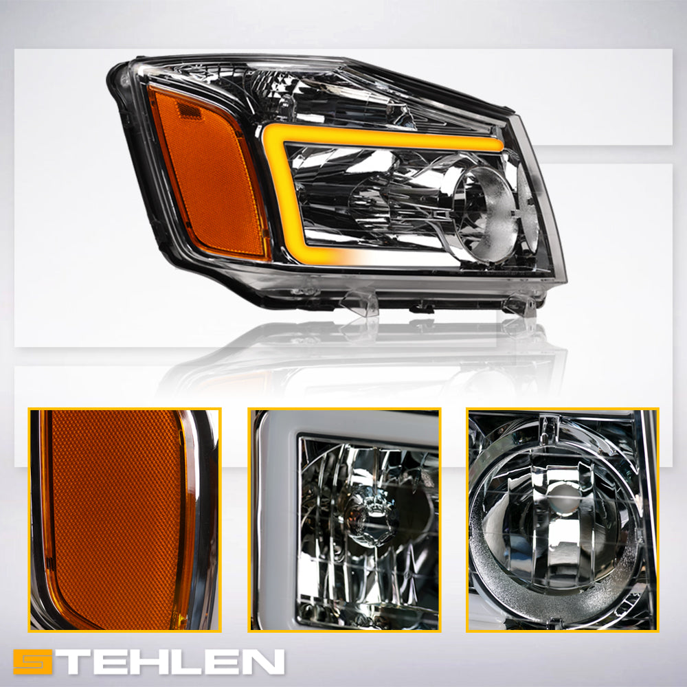 04-15 Nissan Titan Chrome Crystal Headlights Sequential LED Signal
