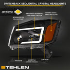04-15 Nissan Titan Sequential LED Crystal Headlights - Black