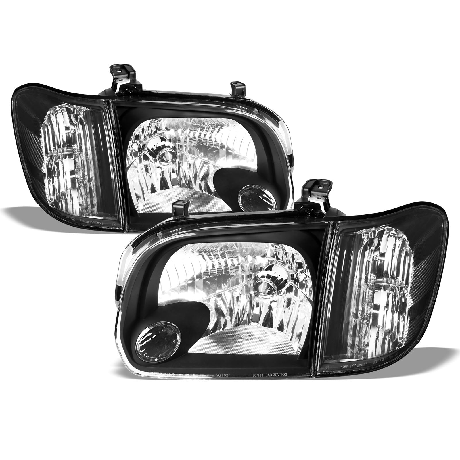2005-2007 Toyota Tundra Sequoia Crystal Headlights Black