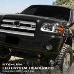 05-06 Toyota Tundra Chrome Crystal Headlights w/ LED Light Bar 4PC