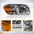 05-06 Toyota Tundra Chrome Crystal Headlights w/ LED Light Bar 4PC