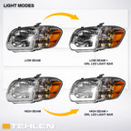 05-06 Toyota Tundra Chrome Crystal Headlights w/ LED Light Bar 4PC