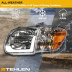 05-06 Toyota Tundra Chrome Crystal Headlights w/ LED Light Bar 4PC