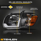 05-06 Toyota Tundra Black Crystal Headlights w/ LED Light Bar 4PC