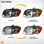 05-06 Toyota Tundra Black Crystal Headlights w/ LED Light Bar 4PC