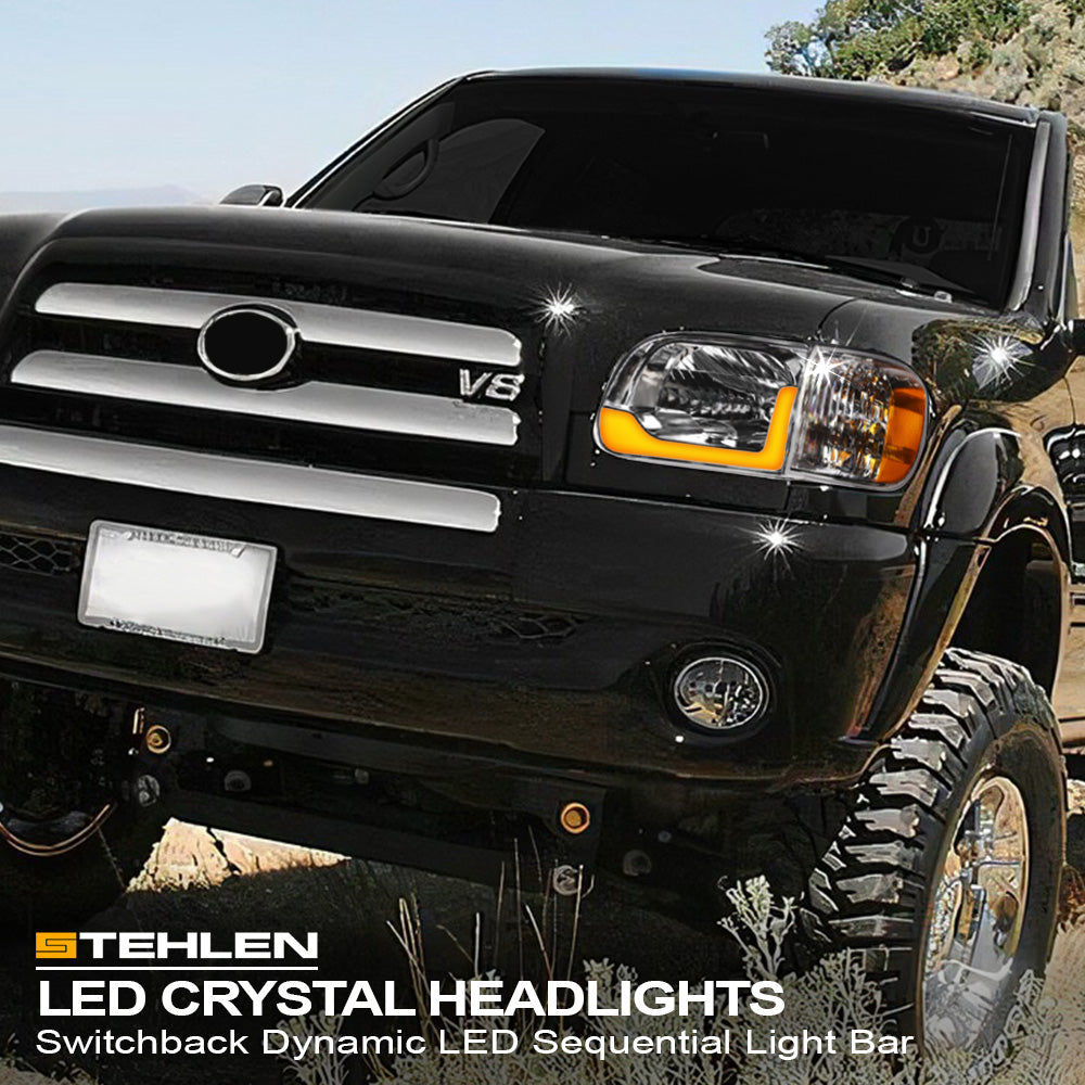 05-06 Toyota Tundra Chrome Crystal Headlights w/ Sequential LED