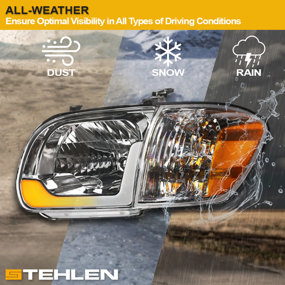 05-06 Toyota Tundra Chrome Crystal Headlights w/ Sequential LED