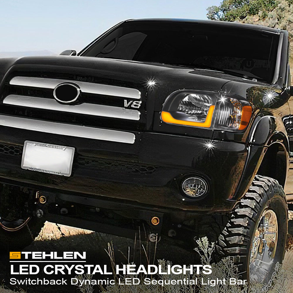 05-06 Toyota Tundra Crystal Headlights w/ Sequential LED - Black 4PC