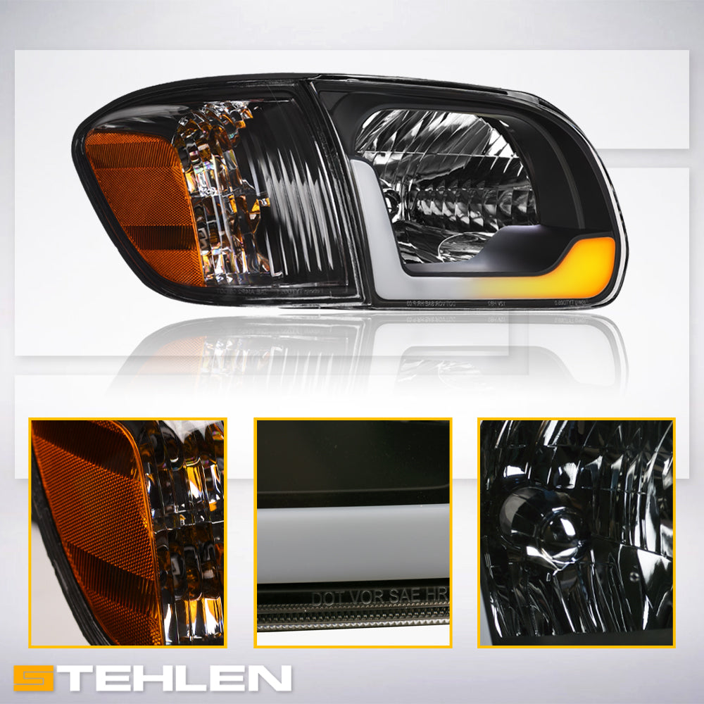 05-06 Toyota Tundra Crystal Headlights w/ Sequential LED - Black 4PC