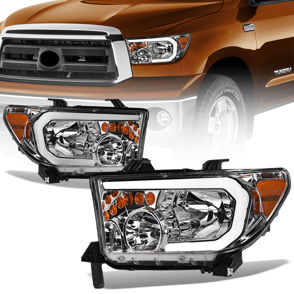 2007-2017 Toyota Tundra & Sequoia LED Crystal Headlights - Chrome