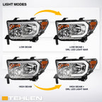 2007-2017 Toyota Tundra & Sequoia LED Crystal Headlights - Chrome