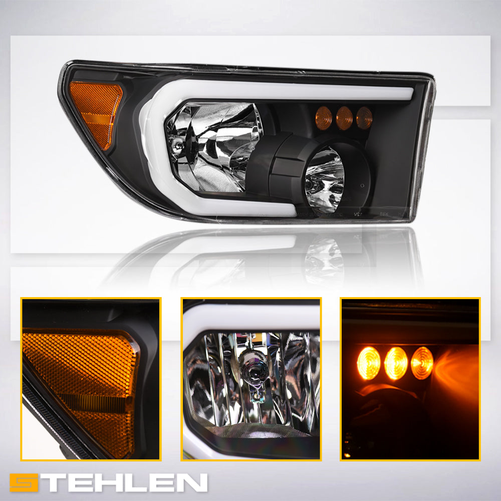 2007-2017 Toyota Tundra Sequoia LED Crystal Headlights - Black