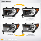 2007-2017 Toyota Tundra Sequoia LED Crystal Headlights - Black