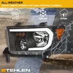 2007-2017 Toyota Tundra Sequoia LED Crystal Headlights - Black