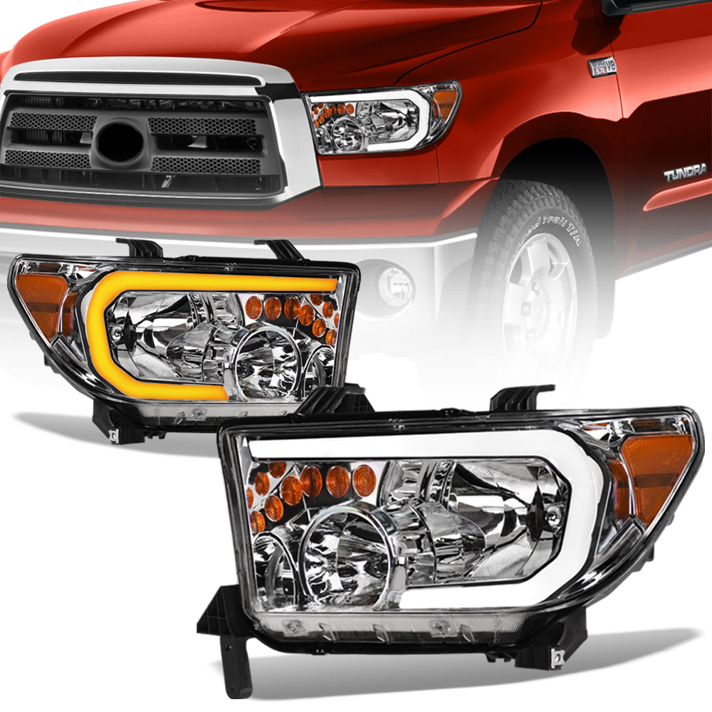 2007-2017 Toyota Tundra Sequoia Crystal LED Headlights - Chrome