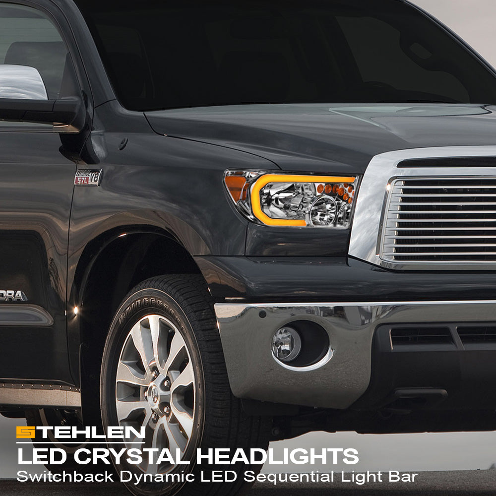 2007-2017 Toyota Tundra Sequoia Crystal LED Headlights - Chrome