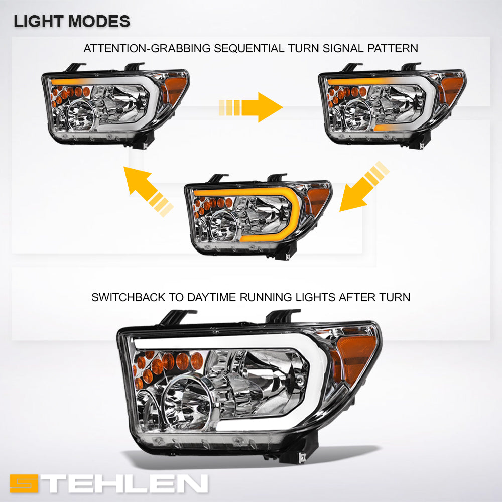 2007-2017 Toyota Tundra Sequoia Crystal LED Headlights - Chrome