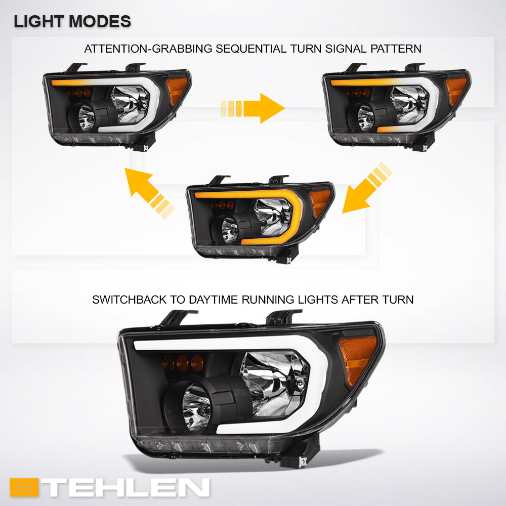 2007-2017 Toyota Tundra/Sequoia Crystal Headlights LED Turn Signal - Black