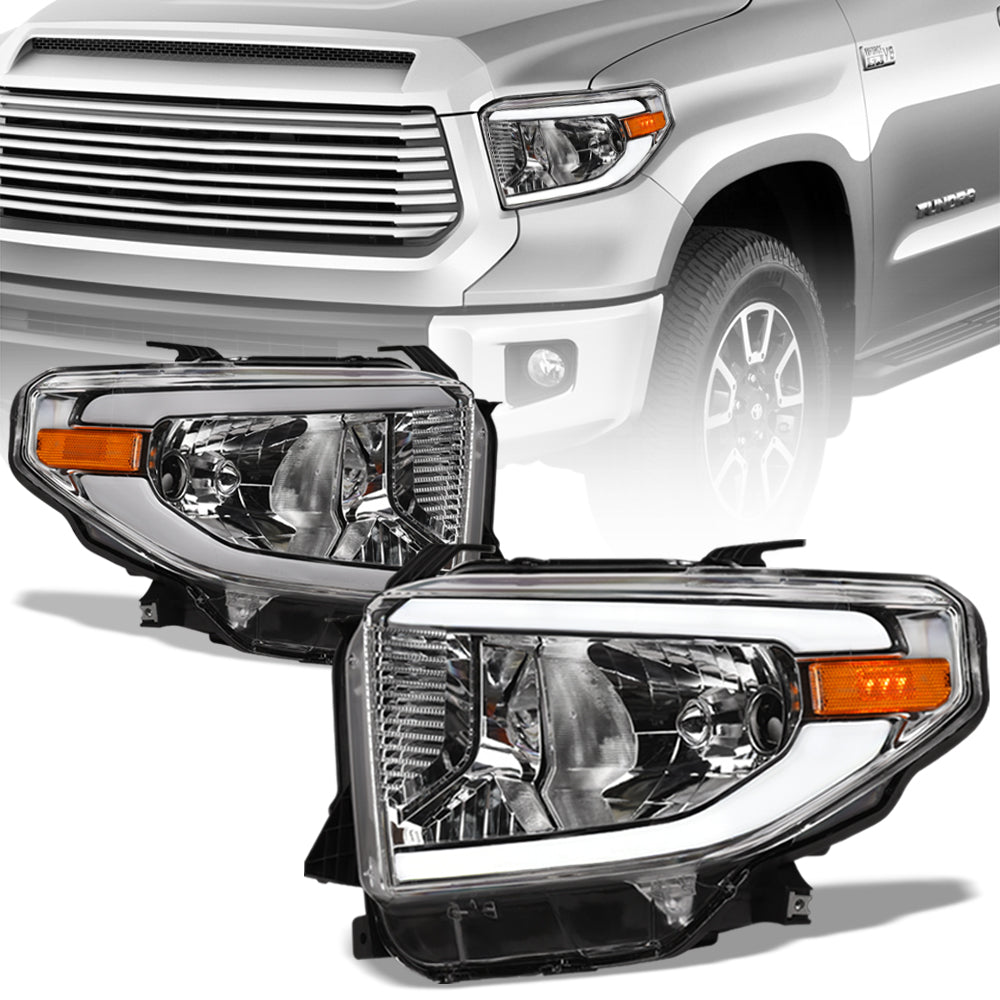 2014-2021 Toyota Tundra Chrome LED Crystal Headlights - TYTD14D