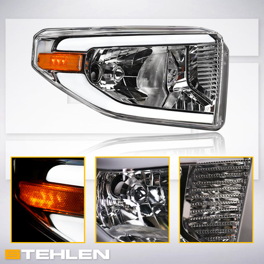 2014-2021 Toyota Tundra Chrome LED Crystal Headlights - TYTD14D