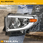 2014-2021 Toyota Tundra Chrome LED Crystal Headlights - TYTD14D