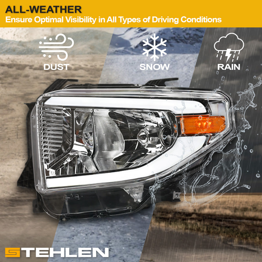 2014-2021 Toyota Tundra Chrome LED Crystal Headlights - TYTD14D