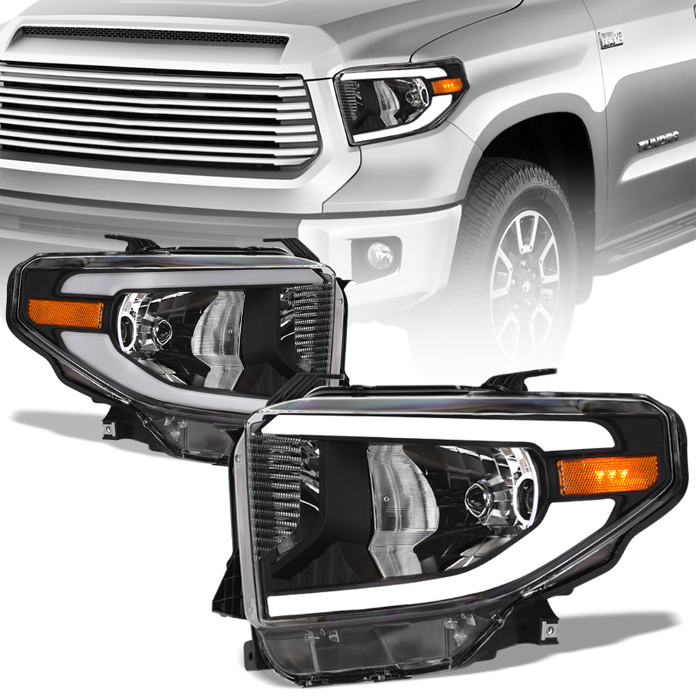 2014-2021 Toyota Tundra LED Crystal Headlights Black - JDMA
