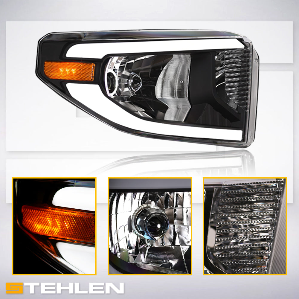 2014-2021 Toyota Tundra LED Crystal Headlights Black - JDMA