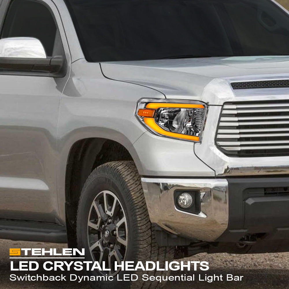 14-21 Toyota Tundra Chrome Crystal Headlights Sequential LED - TYTD14DS